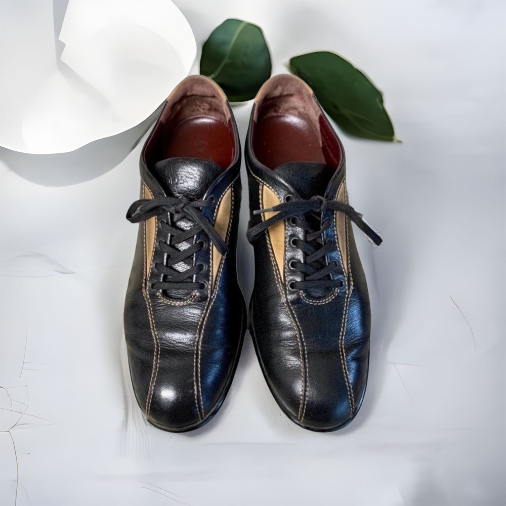 Tod's Leather & Suede Lace Up Bowling Sneakers in Black Size 38 - Picture 1 of 13
